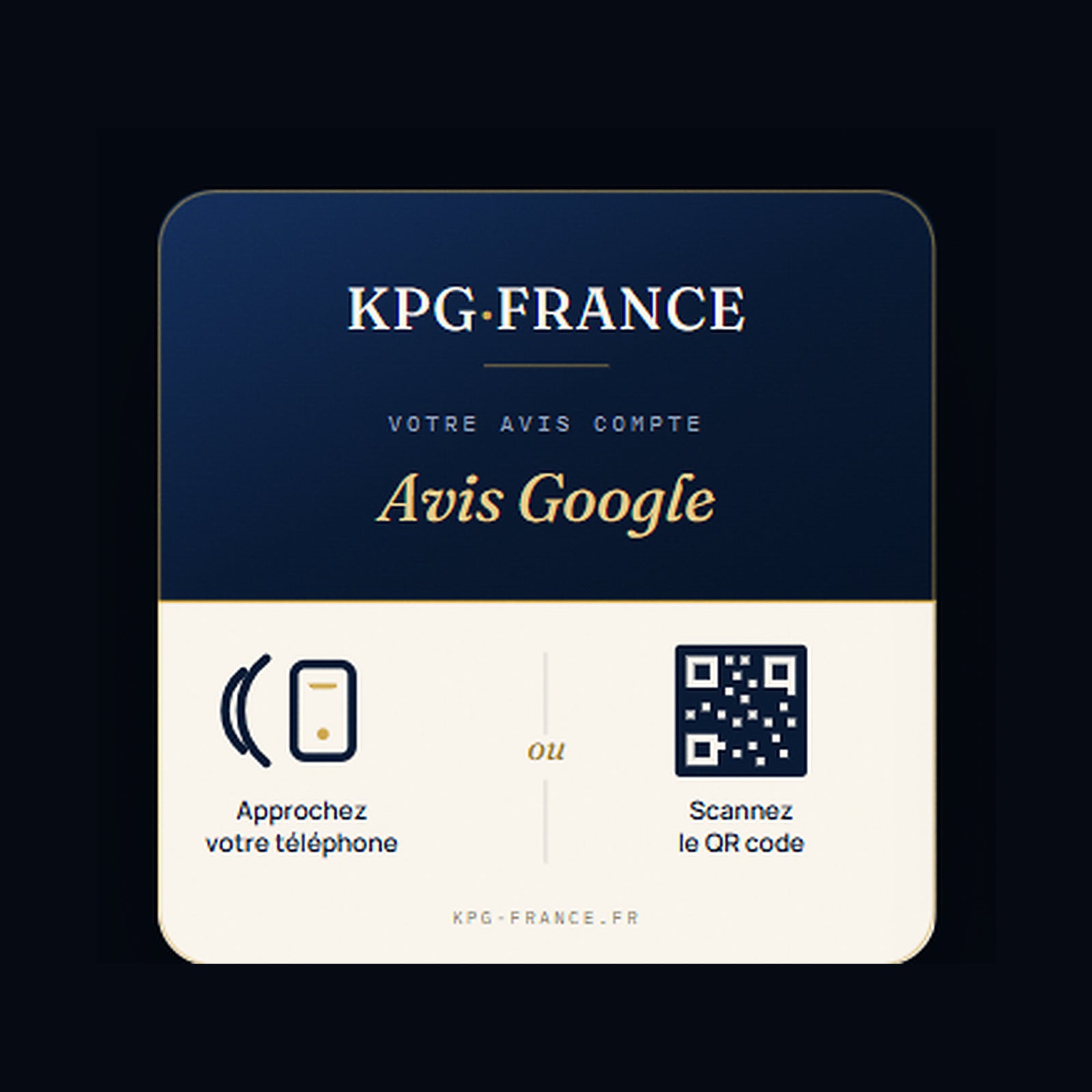 Plaque NFC et QR — Avis Google