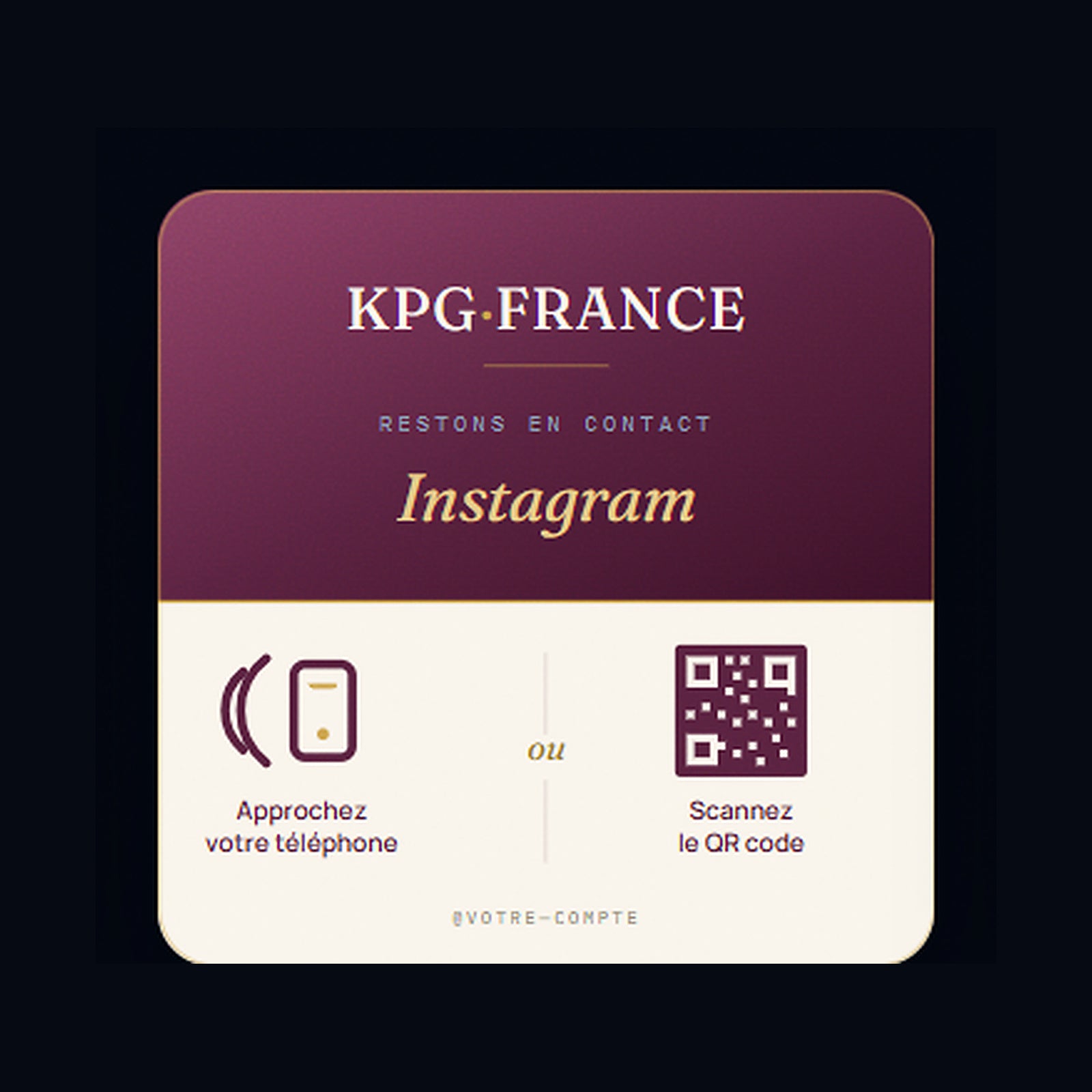 Plaque NFC et QR — Instagram